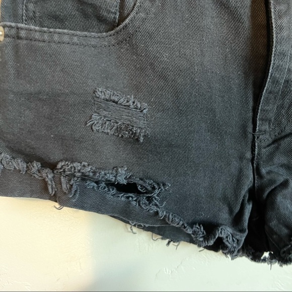 Forever 21 Black Distressed Booty Denim Shorts - Picture 7 of 9